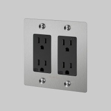 Buster and Punch NSK-074364 - 2G DUPLEX OUTLET / CROSS / WITH LOGO / STEEL