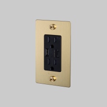 Buster and Punch NSK-053410 - 1G DUPLEX OUTLET / USB A + C / CROSS / WITH LOGO / BRASS
