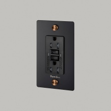 Buster and Punch NSK-134878 - 1G DUPLEX OUTLET / GFCI / CROSS / WITH LOGO / BLACK / WARM SUNSET