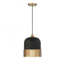 Savoy House 7-1810-1-143 - Eclipse 1-Light Pendant in Matte Black with Warm Brass Accents