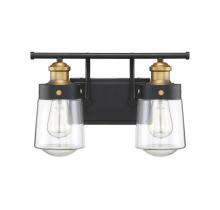 Savoy House 8-2069-2-51 - Macauley 2-Light Bathroom Vanity Light in Vintage Black with Warm Brass