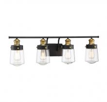 Savoy House 8-2069-4-51 - Macauley 4-Light Bathroom Vanity Light in Vintage Black with Warm Brass