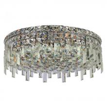 Worldwide Lighting Corp W33608C20 - Cascade 6-Light Chrome Finish and Clear Crystal Flush Mount Ceiling Light 20 in. Dia x 7.5 in. H Rou