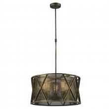 Worldwide Lighting Corp W83420AB20 - Nautilus 5-Light Antique Bronze Finish Mesh drum Shade Pendant Light 20 in. x 10 in. H Medium
