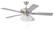 Craftmade ECF114BNK5-BNGW - 52" Ceiling Fan w/Blades, 4 White Frost LED Lights
