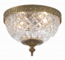 Crystorama 117-8-OB - Radley 8'' Olde Brass Faceted Cut Glass Bowl Flush Mount