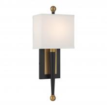 Crystorama ARD-832-MK-VG - Ardson 7'' Matte Black + Vibrant Gold Sconce