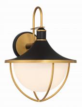 Crystorama ATL-703-MK-TG - Atlas 16.5'' Matte Black + Textured Gold Outdoor Sconce