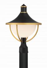 Crystorama ATL-709-MK-TG - Atlas 13.5'' Matte Black + Textured Gold Outdoor Post