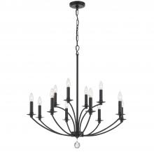 Crystorama MIL-8012-BK - Mila 32'' Black Chandelier