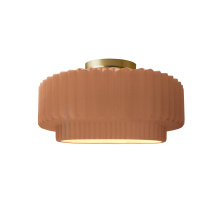 Justice Design Group CER-6370-ADOB-BRSS - Small Tier Pleated Semi-Flush