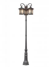 Trans Globe 5827 BK - 3LT POLE-OUTD-LINEN GLASS