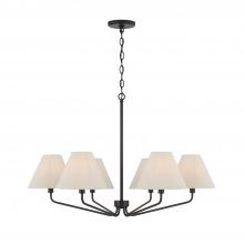 Capital 456661ES-713 - 6-Light Angular Chandelier in Espresso with Tapered Soft Tan Fabric Shades