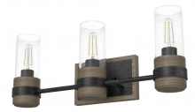 Hunter 19466 - Hunter River Mill Rustic Iron and French Oak with Seeded Glass 3 Light Bathroom Vanity Wall Light Fi