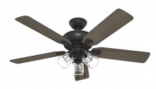 Hunter 51595 - Hunter 52 inch Rosner Matte Black Ceiling Fan with LED Light Kit and Pull Chain