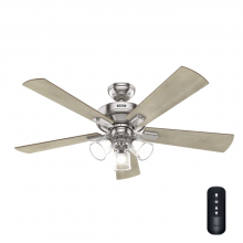 Hunter 51858 - Hunter 52 inch Crestfield Brushed Nickel Ceiling Fan with LED Light Kit and Handheld Remote