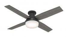 Hunter 52389 - Hunter 52 inch Dempsey Matte Black Low Profile Ceiling Fan with LED Light Kit and Handheld Remote