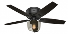 Hunter 53393 - Hunter 52 inch Bennett Matte Black Low Profile Ceiling Fan with LED Light Kit and Handheld Remote