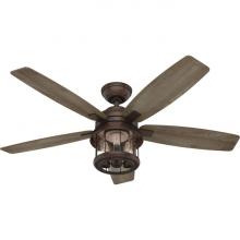 Hunter 51469 - Hunter 52 in Coral Bay Weathered Copper Damp Rated Ceiling Fan with LED Lt Kit and Handheld Remote
