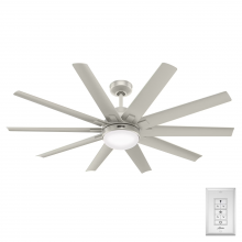 Hunter 50719 - Hunter 60 inch Overton ENERGY STAR® Matte Nickel Damp Rated Ceiling Fan with LED Lt Kit