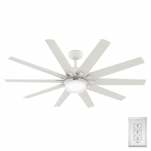 Hunter 50720 - Hunter 60 inch Overton ENERGY STAR® Matte White Damp Rated Ceiling Fan with LED Lt Kit