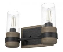 Hunter 19464 - Hunter River Mill Rustic Iron and French Oak with Seeded Glass 2 Light Bathroom Vanity Wall Light Fi