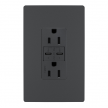 Legrand Radiant R26USBPDGCC6 - radiant® 15A Tamper Resistant Ultra Fast PLUS Power Delivery USB Type C/C Outlet, Graphite