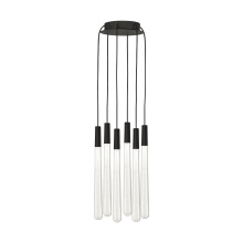Visual Comfort & Co. Modern Collection 700TRSPPYLC6RB-LED930 - Sean Lavin Pylon 6-light dimmable LED crystal light chandelier with nightshade black finish