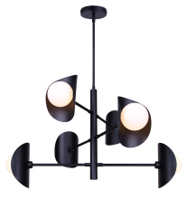 Canarm ICH2287B06BK9 - ARION Modern 6-Light Chandelier Matte Black with Flat Opal Glass Shades