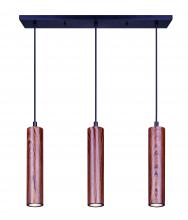 Canarm IPL764A03BKW10 - CARVER, IPL764A03BKW10, Faux Wood + MBK Color, 3 Lt Cord Pendant, 50W Type
