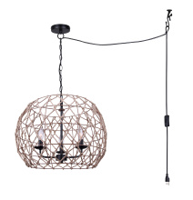 Canarm IPL2269B03BK20 - Hora-Marron Plug-In 3-Light Indoor/Outdoor Pendant, Matte Black with Rope