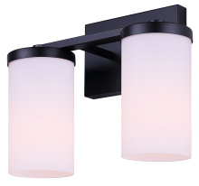 Canarm IVL1234A02BK-FO - Britton 2-Light Vanity Fixture, Matte Black Finish with Opal Glass