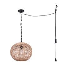 Canarm IPL1197A01BK-NA - Valence Plug-In Pendant with Natural String Shade