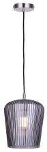 Canarm IPL1249A01BN-SR - Leandro 1-Light Corded Pendant, Brushed Nickel with Smoked Ribbed Glass