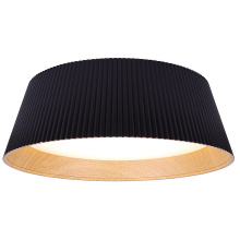 Canarm LFM344A18BKW - MIRA LED Flush Mounted Ceiling Light, Matte Black with Wood Accent, 3CCT Switch