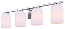 Canarm IVL1241A04BN - BRAM 4 Lt Vanity Fixture, Brushed Nickel Finish with Ribbed Opal Glass, 60W Type A