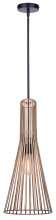 Canarm IPL1238A01BKB24 - Elim 1-Light Rod Pendant, Matte Black with 24-Inch Brushed Brown Metal Shade