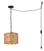 Canarm IPL2272B01NA - Ruppia Indoor/Outdoor Plug-In Chain Pendant, Natural Woven Shade