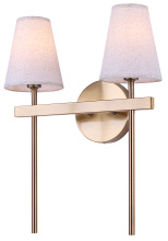 Canarm IWF2254B02GD - NELL 2 Lt Wall Lamp, Gold Finish with Neutral Fabric Shades