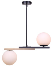Canarm IPL2261B02BKG - LUMI 1 Lt Rod Pendant With Matte Black and Gold Finish And Flat Opal Glass Shade, Adjustable Height