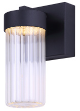 Canarm LOL770BK - AERON LED Outdoor Wall Light, Clear Ribbed Glass, Black Finish 500 Lumens 3CCT
