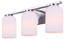 Canarm IVL1241A03BN - BRAM 3 Lt Vanity Fixture, Brushed Nickel Finish with Ribbed Opal Glass, 60W Type A