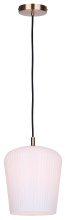 Canarm IPL1249A01GD-OR - Leandro 1-Light Corded Pendant, Gold Finish with Ribbed Opal Glass