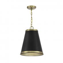 Savoy House Meridian M7014MBKNB - 1-Light Pendant in Matte Black with Natural Brass